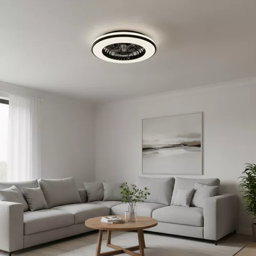 Felületre szerelhető LED lámpás ventilátor 24W 3000-6500 CCT 1550lm távirányítóval dimmelhető VENTELUX Kobi