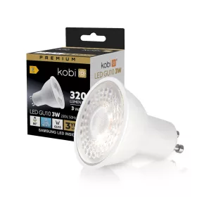   LED izzó GU10 spotlámpa 3W 270lm 6200K Hideg 80° Prémium Kobi