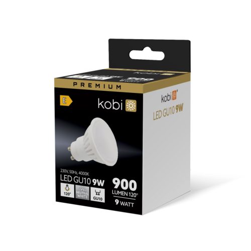 LED izzó GU10 spotlámpa 9W 900lm 4000K Semleges 120° Prémium Kobi