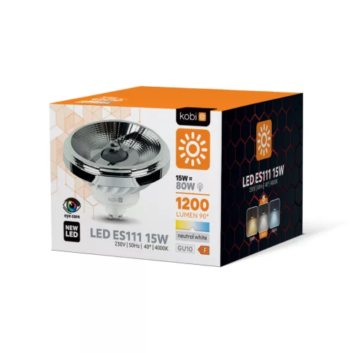 LED izzó GU10 gömb 15W 1200lm 4000K semleges 40° Kobi