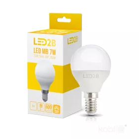   LED izzó E14 gömb alakú 7W 600lm 3000K Meleg 180° LED2B Kobi