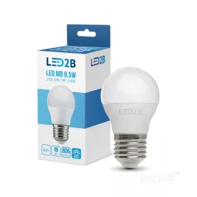   LED izzó E14 gömb alakú 9W 806lm 6500K Hideg 180° LED2B Kobi