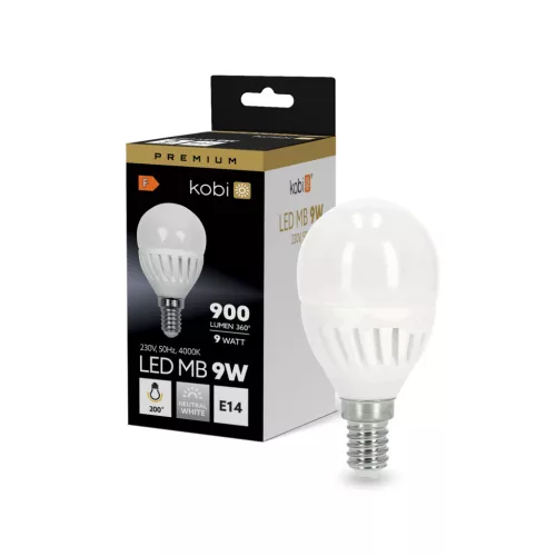 E14 LED gömbizzó 9W 900lm 4000K Semleges 200° Prémium Kobi