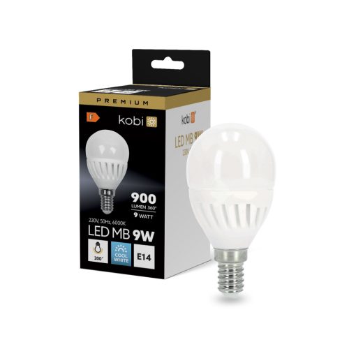 E14 LED gömbizzó 9W 900lm 6000K Hideg 200° Prémium Kobi