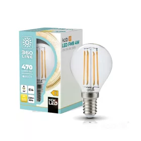   LED izzó E14 gömb alakú 4W 3000K 470lm Meleg 360° Izzószálas Kobi
