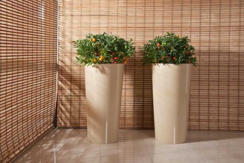 Kerti kúpos virágcserép betéttel Dekoratív virágcserép 40x40cm Home Kerek virágokhoz Fekete FÉNY