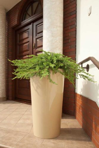 Kerti kúpos virágcserép betéttel Dekoratív virágcserép 40x40cm Home Kerek virágokhoz Fekete FÉNY