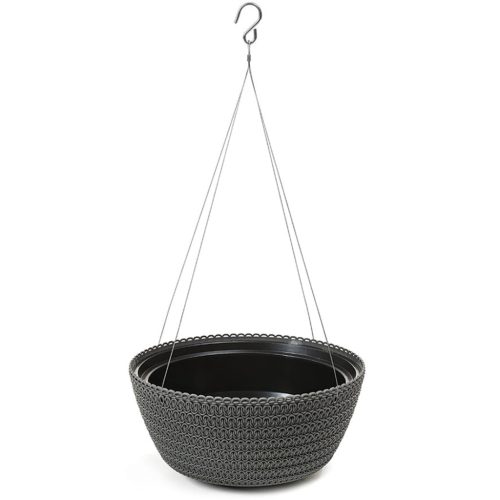 Virágcserép dekoratív tál függő virágcserép 24 cm Kerti virágtakaró JERSEY antracit