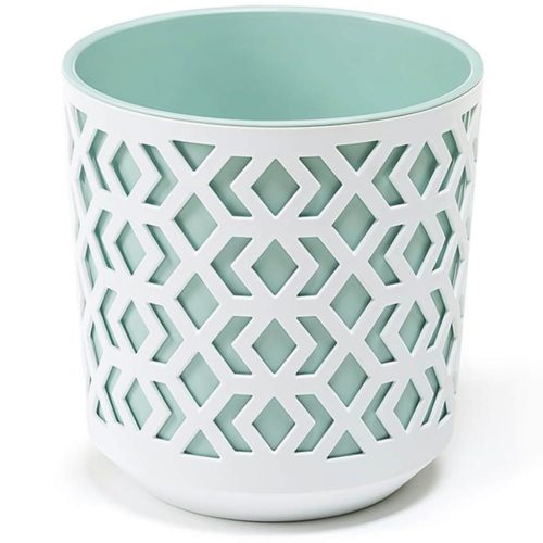 Dekoratív virágcserép virágcserép betéttel Ø30 cm Otthoni kert áttört virágtakaró fehér és menta