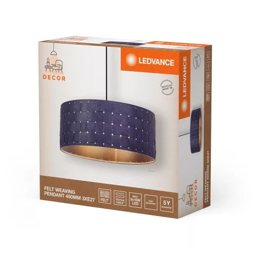 Dekoratív mennyezeti lámpa E27, függő, szürke dekorációval, Ledvance