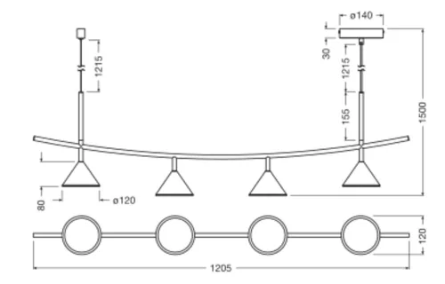 LED függőlámpa dekoratív lineáris függő mennyezeti 4-Light 16W 3000K Decor Line Fekete LEDVANCE