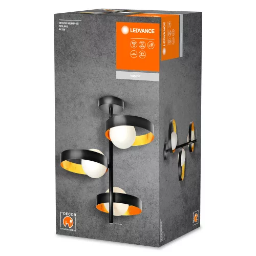 Mennyezeti lámpa Dekoratív díszvilágítótest 3xG9 fekete Memphis mennyezeti LEDVANCE