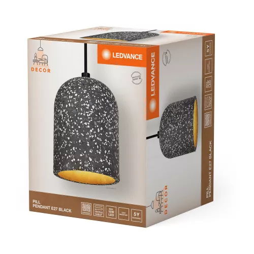 Függesztett lámpa Dekoratív lámpatest Terrazo E27 Fekete LEDVANCE