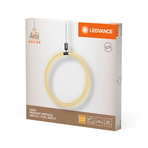 Dekoratív LED függő mennyezeti lámpa 18W 2000lm 3000K Meleg, szabályozható fényerejű, függő, szürke dekorációval, Ledvance