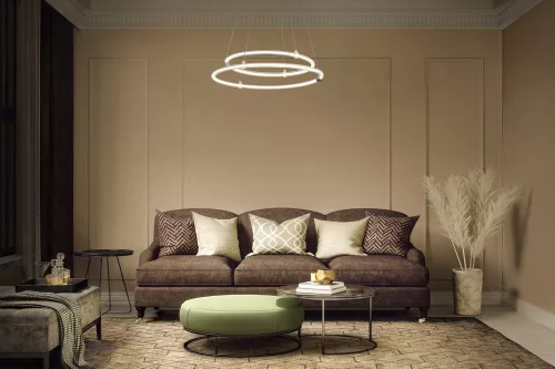 Dekoratív LED függő mennyezeti lámpa 21W 2400lm 3000K Meleg, szabályozható fényerejű, függő, szürke dekorációval, Ledvance