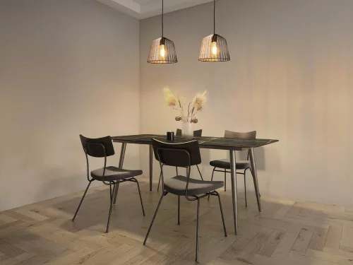 Dekoratív E27 Függesztett Mennyezeti Lámpa Fekete Barna Rattan Dekorációval Ledvance