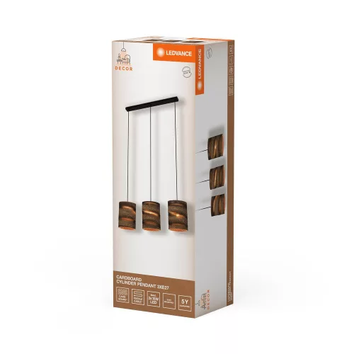 Dekoratív E27 barna kartonból készült függesztett mennyezeti lámpa dekoráció Ledvance