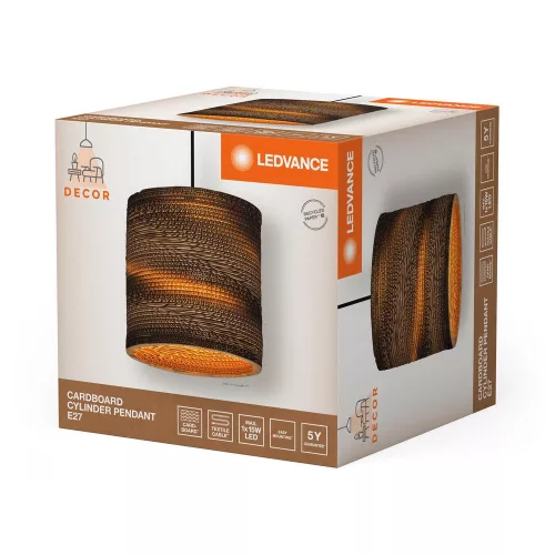 Dekoratív mennyezeti lámpa E27, függő, barna kartondekorációval, Ledvance