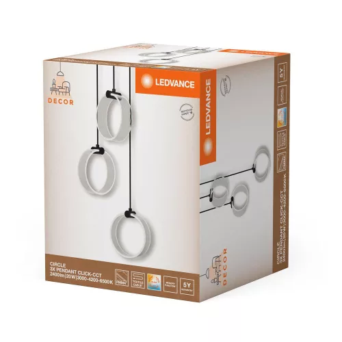 Dekoratív LED függő mennyezeti lámpa 20W 1300lm 3000K - 4200K - 6500K CCT fekete dekoráció Ledvance