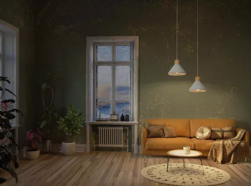 Dekoratív E27-es Mennyezeti Lámpa Szürke Barna Beton Dekorációval Ledvance