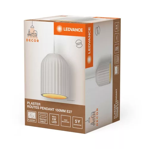 E27 Mennyezeti Lámpa, Dekoratív Függőlámpa, Fehér Dekor Ledvance