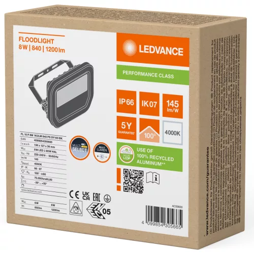 LED reflektor 8W 1200lm 4000K IP66 fekete LEDVANCE reflektor