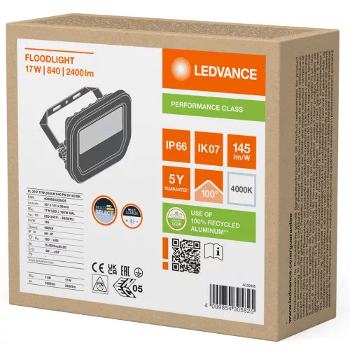 LED reflektor 17W 2400lm 4000K IP66 fekete LEDVANCE reflektor