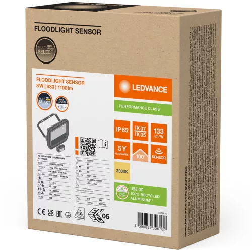 LED-es reflektor 8W 1100lm 3000K IP65 fehér mozgásérzékelővel LEDVANCE reflektor