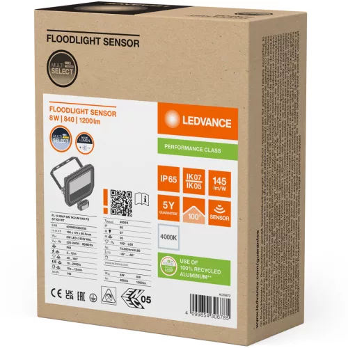 LED reflektor 8W 1200lm 4000K IP65 fehér mozgásérzékelővel LEDVANCE reflektor