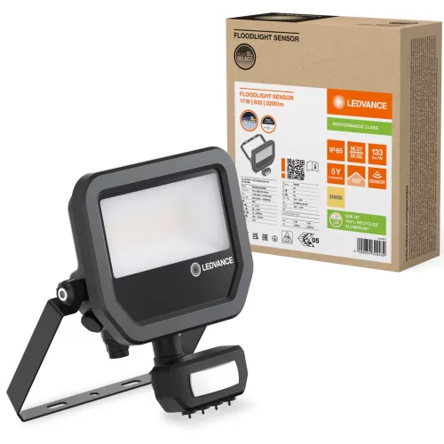 LED-es reflektor 17W 2200lm 3000K IP65 fekete mozgásérzékelővel LEDVANCE reflektor