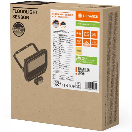 LED-es reflektor 41W 5500lm 3000K IP65 fehér mozgásérzékelővel LEDVANCE reflektor