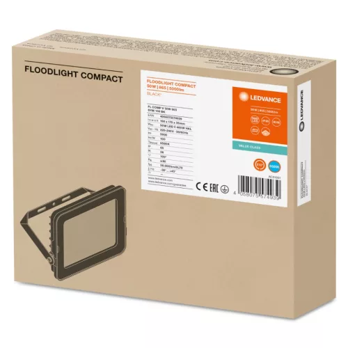 LED reflektor 50W 5000lm 6500K IP65 fekete LEDVANCE COMPACT V
