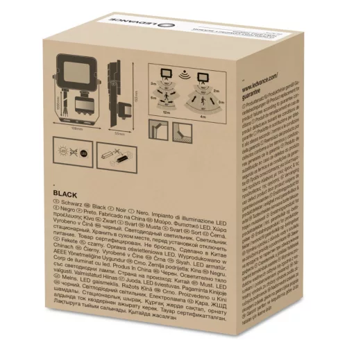 LED reflektor 10W 1000lm 4000K IP65 fekete mozgás- és alkonyérzékelővel LEDVANCE COMPACT V