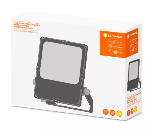 LED-es reflektor kültéri spotlámpa 50W 5800lm 3000K IP66 Black Floodlight Ledvance