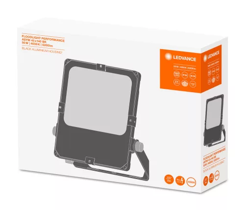 LED reflektor kültéri spotlámpa 50W 6200lm 4000K IP66 fekete reflektor Ledvance