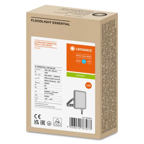 LED reflektor 10W 6500K 900lm IP65 fekete LEDVANCE ESSENTIAL