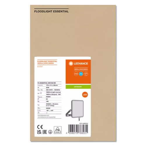 LED reflektor 20W 6500K 1800lm IP65 fekete LEDVANCE ESSENTIAL