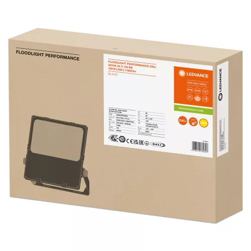 LED-es reflektor kültéri spotlámpa szabályozható 100W 11800lm 3000K IP66 fekete reflektor Ledvance