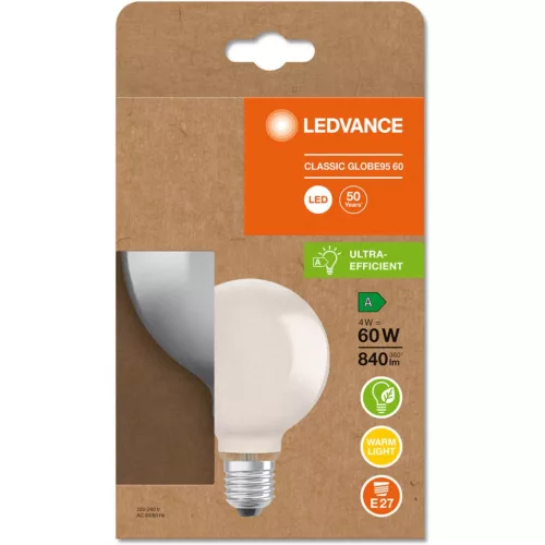 E27 G95 LED izzó 4W = 60W 840lm 3000K 320° LEDVANCE
