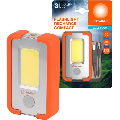 Újratölthető LED műhely zseblámpa 4W 400lm 4000K USB Powerbank On Hook LEDVANCE