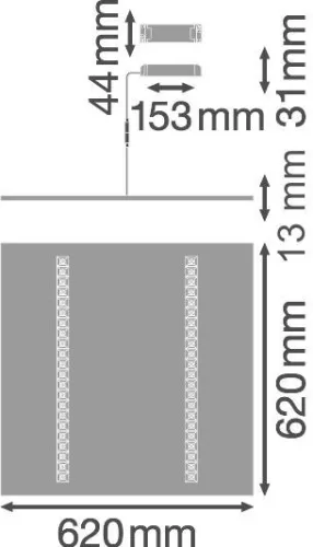 LED Panel Irodai Mennyezeti Lámpa 33W 4000lm 4000K Süllyesztett Semleges Fehér 62x62cm UGR16 IndiviLED® Ledvance