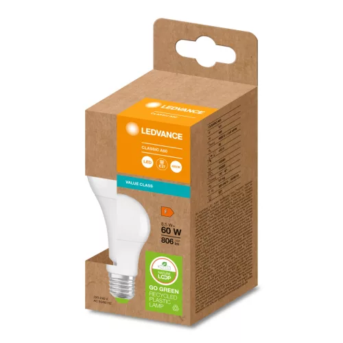 PCR LED izzó E27 A60 8.5W = 60W 806lm 4000K 200° Eco Recycling Neutral LEDVANCE