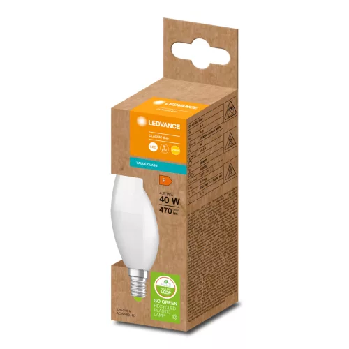 PCR LED izzó E14 B40 4.9W = 40W 470lm 2700K 200° Eco Heat Recycling LEDVANCE