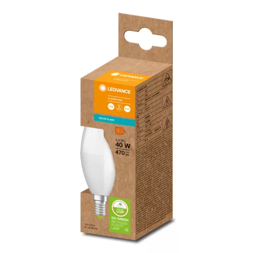 PCR LED izzó E14 B40 4.9W = 40W 470lm 4000K 200° Eco Heat Recycling LEDVANCE