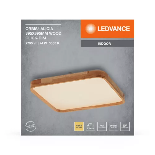 LED mennyezeti lámpa szabályozható dekoratív 36W 3000K négyzet alakú fa LEDVANCE