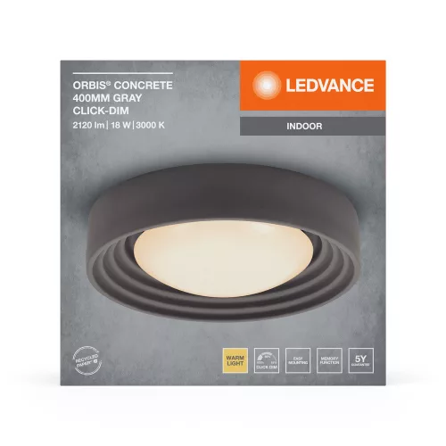 LED mennyezeti lámpa dekoratív beton szabályozható 24,5 W 3000K meleg barna LEDVANCE