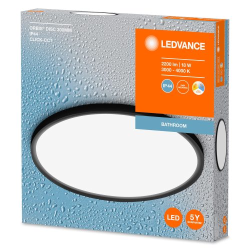 LED mennyezeti lámpa fürdőszoba mennyezeti lámpa 18W IP44 CCT 3000K-4000K fekete LEDVANCE