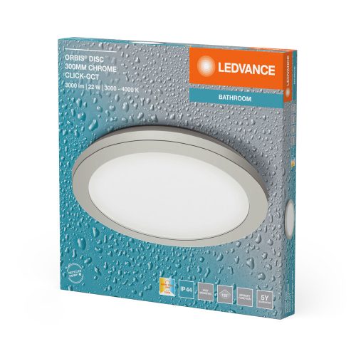 LED mennyezeti lámpa fürdőszobai lámpa kör mennyezeti lámpatest 22W IP44 CCT 3000K-4000K Chrome LEDVANCE