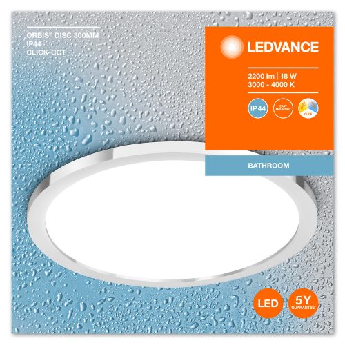 LED mennyezeti lámpa fürdőszobai lámpa kör mennyezeti lámpatest 22W IP44 CCT 3000K-4000K Chrome LEDVANCE