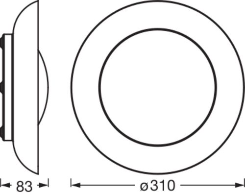 Fürdőszobai mennyezeti lámpa, felületre szerelhető, 19W, 1000lm, 3000K, meleg, fekete, kék, IP20, szabályozható fényerővel, Obris Ledvance